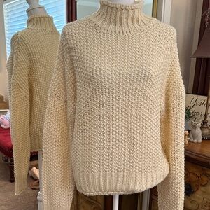 isalis Cozy Cream Knit Turtleneck Sweater